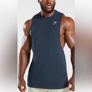 ❤️2 for 10❤️ Gymshark Men's Navy blue react drop arm tank top